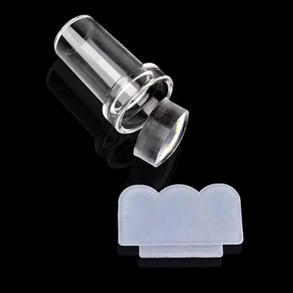 1Pcs Transparent Silicone Nail Art Stamping Kit French Design for Manicure Plate Stamp Polish Seal Two Side Stamper Scraper Tool