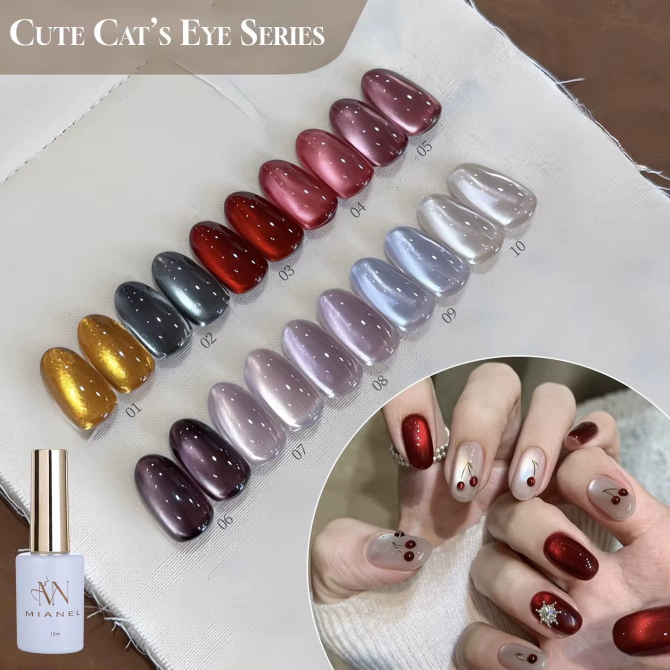 MIANEL 12ML 2026 Maillard Black Brown Cat Eye Gel Nail Polish Black Nails White Nails Nail Art Red Nails 1-21Pcs