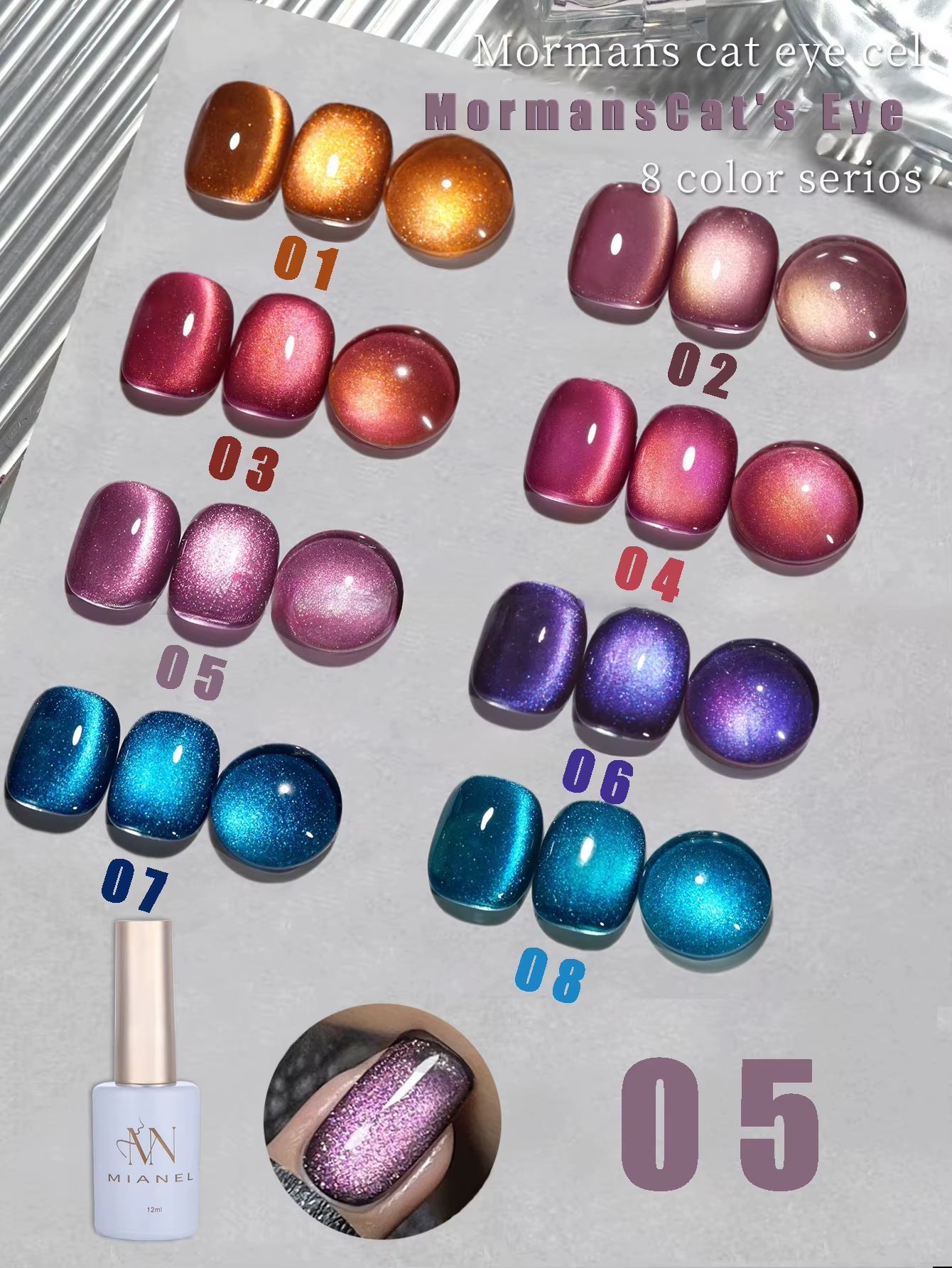MIANEL 12ML 2026 Maillard Black Brown Cat Eye Gel Nail Polish Black Nails White Nails Nail Art Red Nails 1-21Pcs