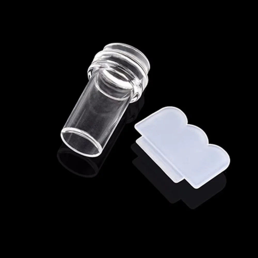 1Pcs Transparent Silicone Nail Art Stamping Kit French Design for Manicure Plate Stamp Polish Seal Two Side Stamper Scraper Tool