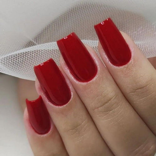 240Pcs Red Press on Nails Medium Square Fake Nails, Glossy Acrylic Press on Nails Gel False Nails with Adhesive Stick for Women
