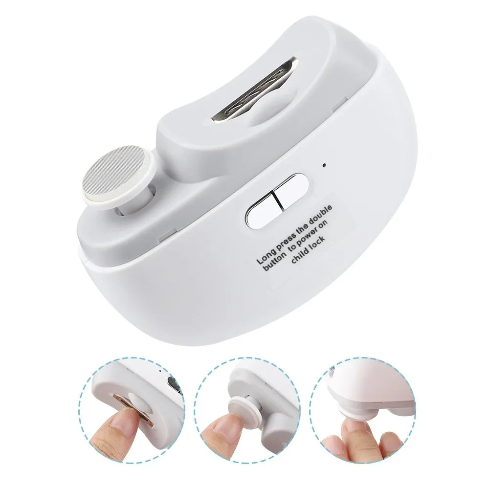 Electric Nail Clipper for Baby Adult 2 Speeds Rechargeable Nail Trimmer with Light 2 In1 Grinding and Polishing Manicure Tool