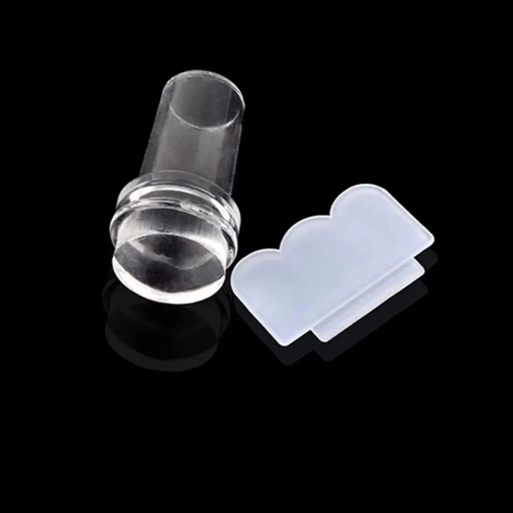 1Pcs Transparent Silicone Nail Art Stamping Kit French Design for Manicure Plate Stamp Polish Seal Two Side Stamper Scraper Tool