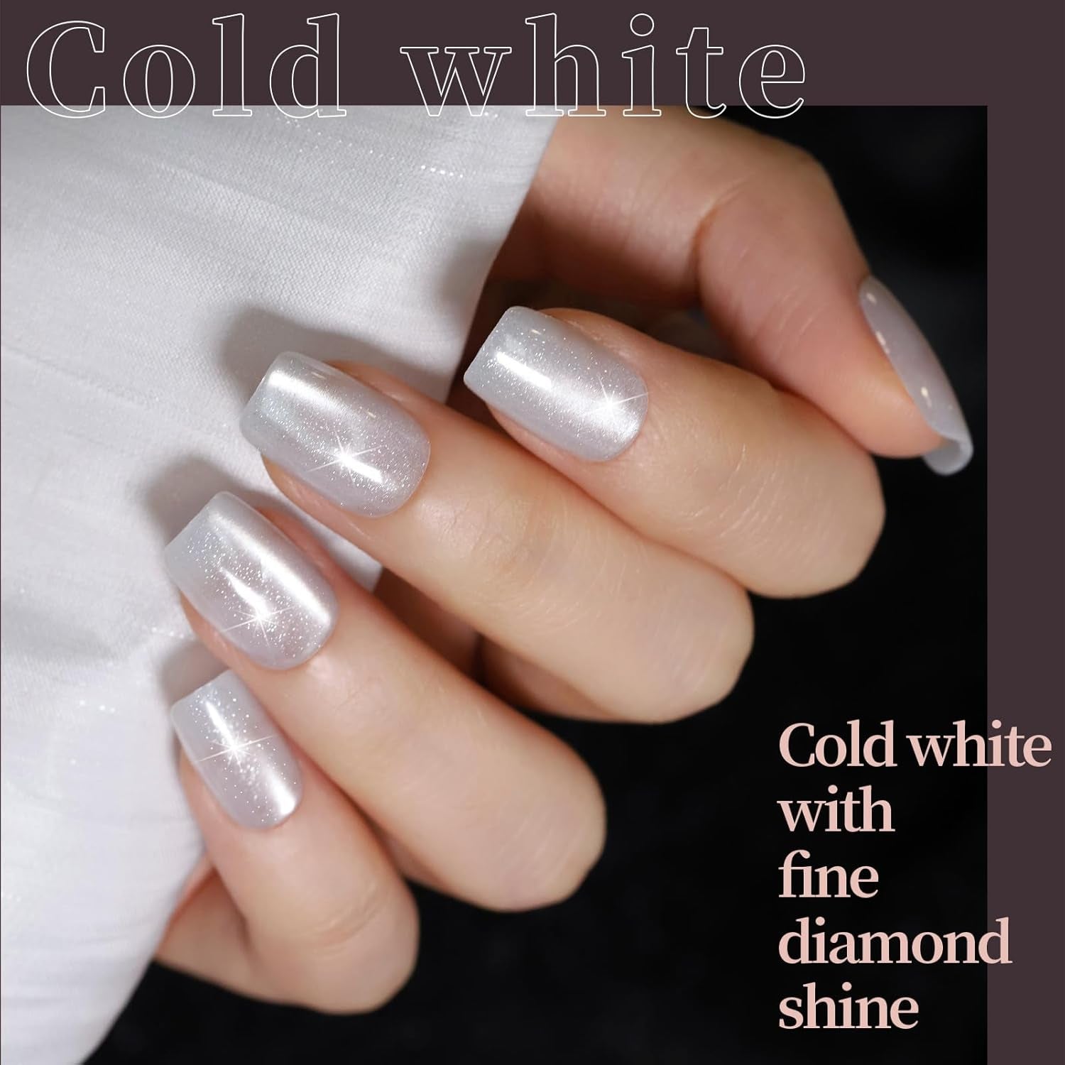 Cat Eye Press on Nails, 6 Colors Press on Nails Short Square, Natural Fake Nails Fine Diamond Shine, Glossy Ombre, Cat Eye Nails for Women with Salon Quality, Press on Nails Kit