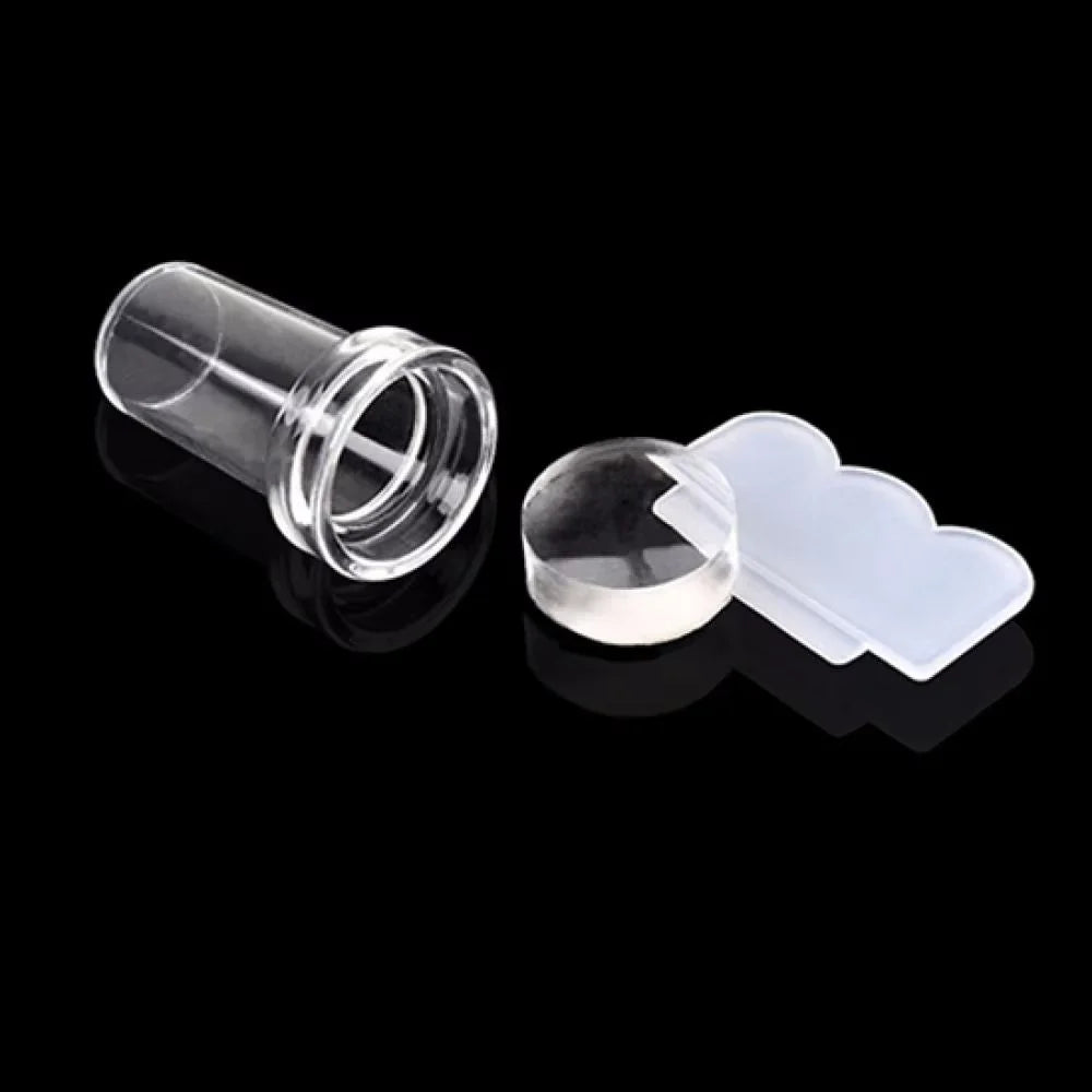 1Pcs Transparent Silicone Nail Art Stamping Kit French Design for Manicure Plate Stamp Polish Seal Two Side Stamper Scraper Tool